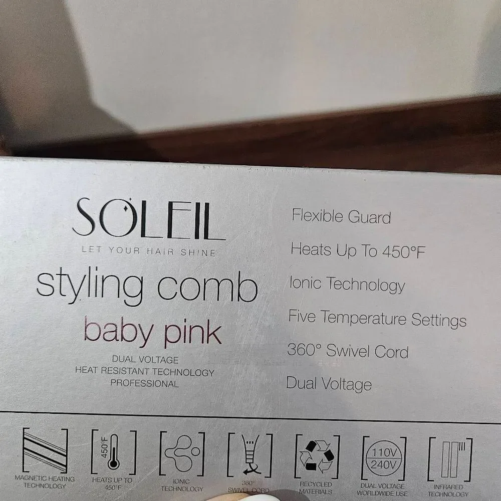 SOLEIL Styling Comb Heat Brush Straightener 450ºF -rose Gold -Model L40HBS-B46